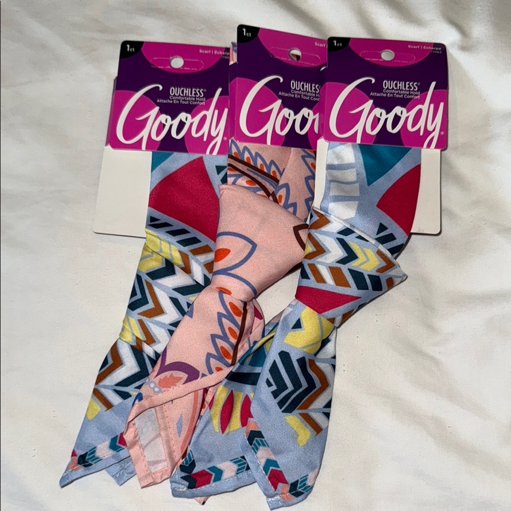 Brand New Goody 3 Count Printed Ouchless Scarf